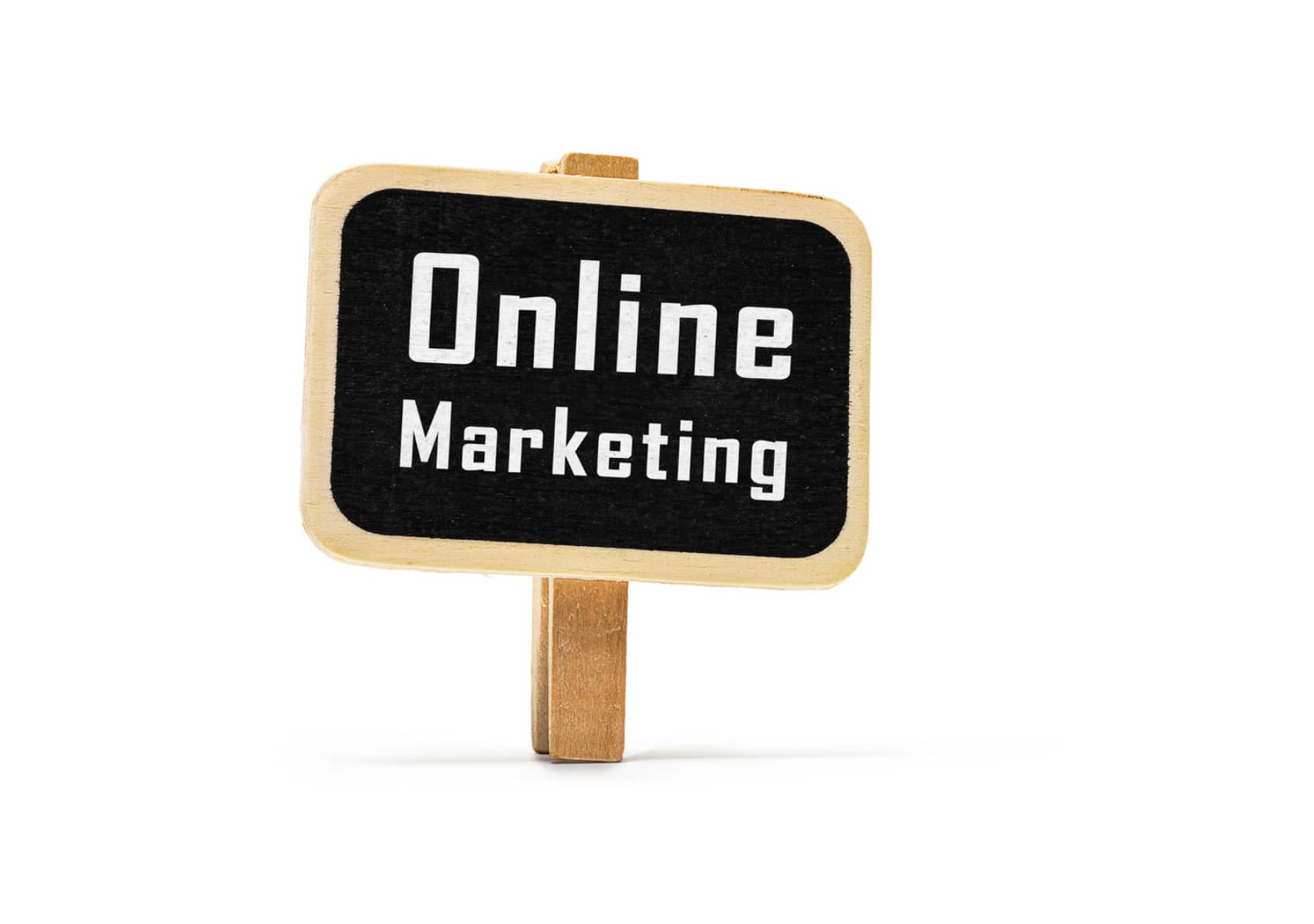 Tafel mit Online Marketing